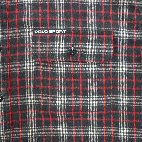 Polo Sport Shirt Mens Large Red Plaid‎ Wool Blend Flannel Outdoors Ralph Lauren - Picture 3 of 11